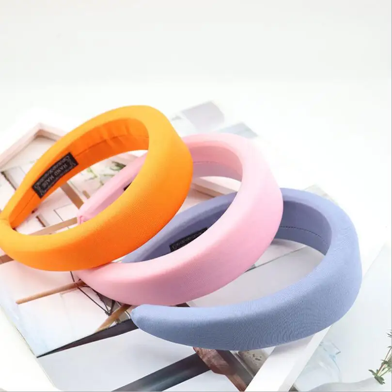 

New Glossy Satin Headbands for Women multi-color Light Pink 4.2cm wide 15cm sponge plastic Pad Hair bands Wholesale T1442
