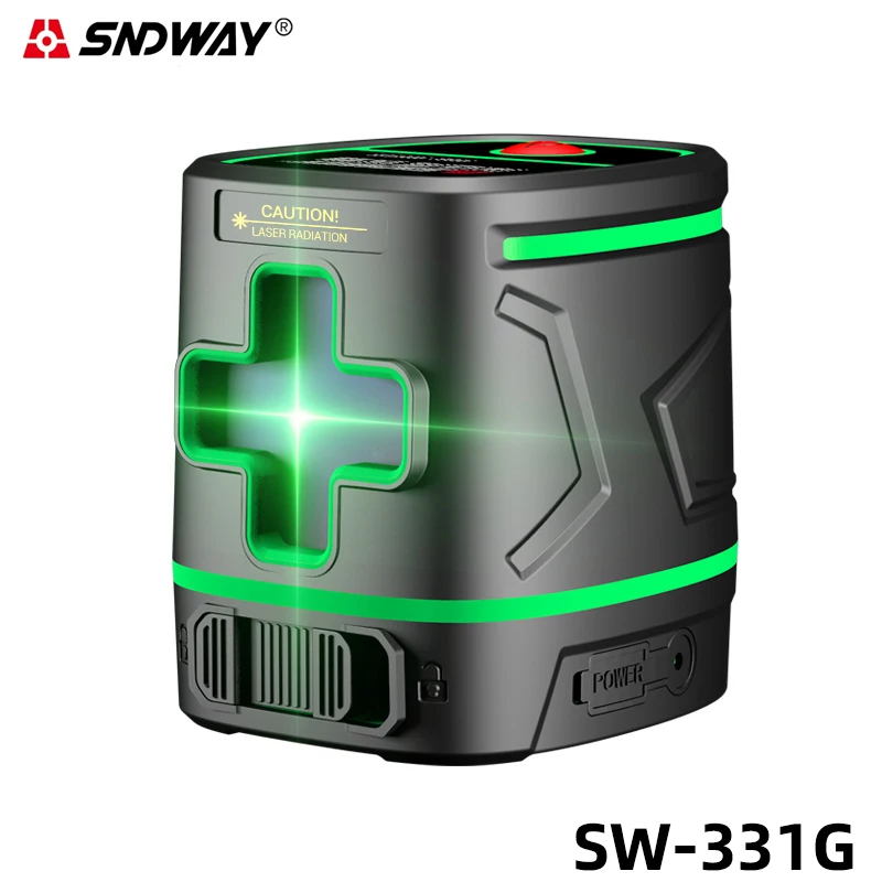 

SNDWAY SW-331G Rechargeable Battery Laser Level Meter Green Light Self-Leveling Vertical Horizontal 2 Cross Line Laser