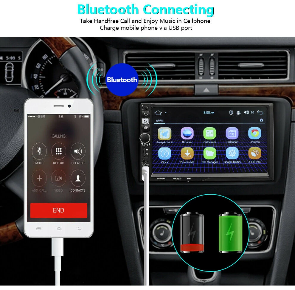 Автомагнитола 2 Din 7 дюймов GPS Android + Carplay TF BT Wi-Fi FM Airplay Mirror Link iOS Siri | Автомобили и