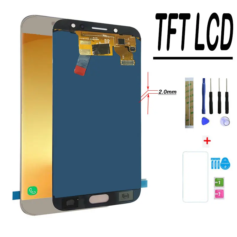 TFT ЖК-дисплей для samsung Galaxy J7 Pro J730 ЖК-дисплей+ сенсорный экран J730F J730G J730FM регулировка яркости Pancel - Цвет: Золотой