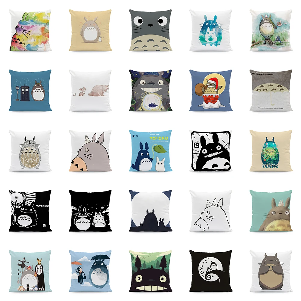 Милый мультяшный Тоторо чехол для подушки квадратной формы Бархатная наволочка