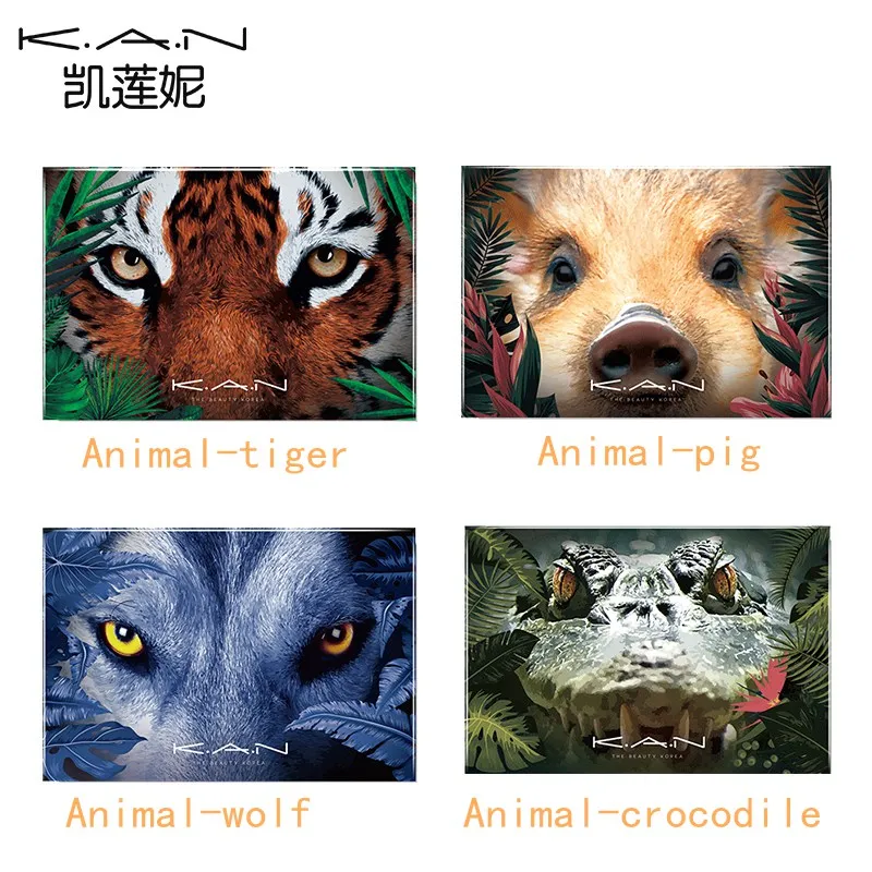 KAN 8 Colors Glitter Matte Eye Shadow Palette High Pigment Animal Pattern Hand-Made Material Cosmetics |