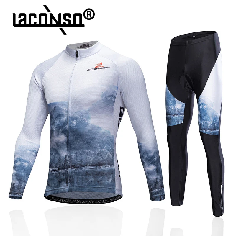 

LACONSO Cycling Clothing Bicycle Customized Club Children's Adult BIke Long-Sleeved Jersey Strap Set Spring And Autumn Thin Suit