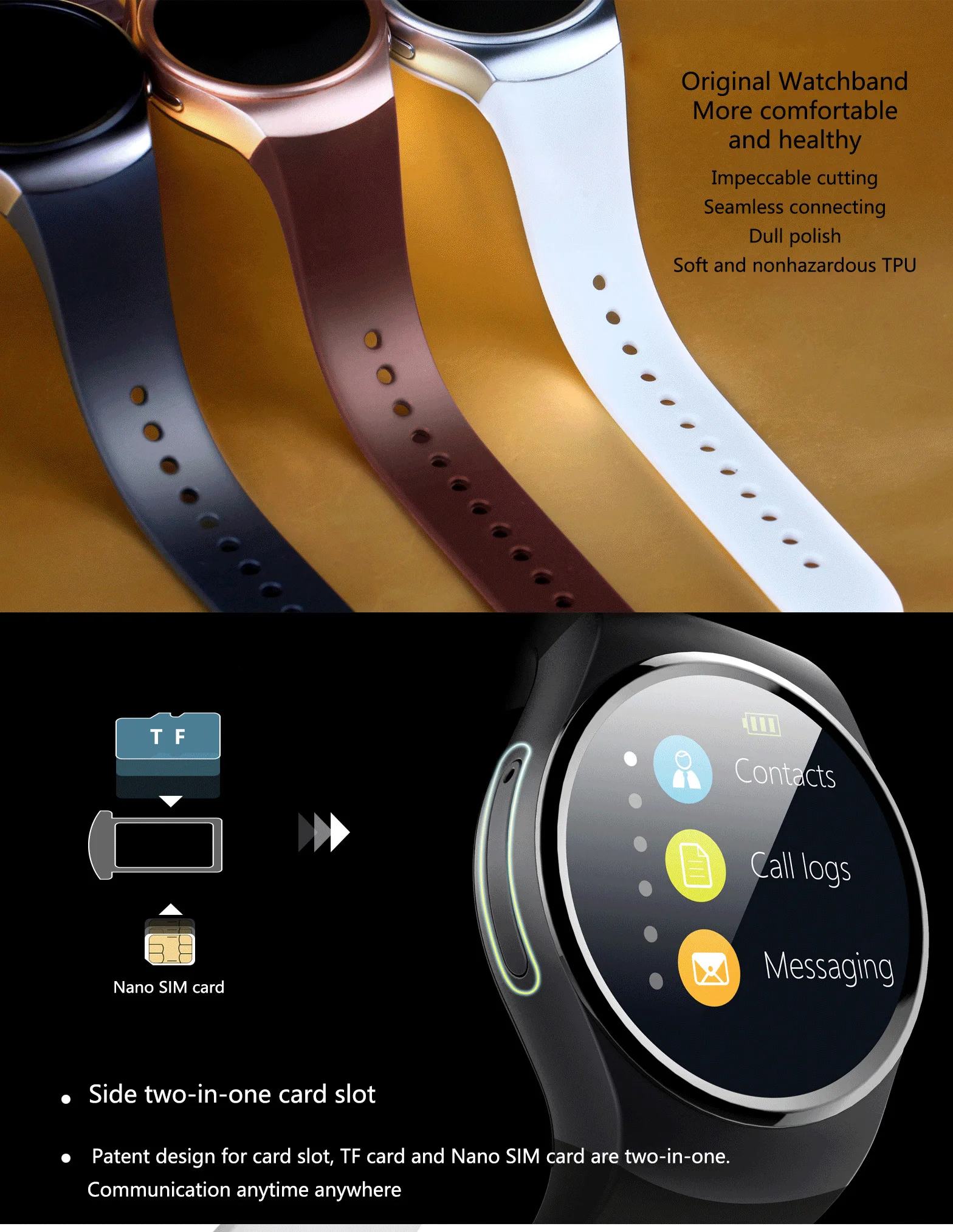 KingWear KW18 Смарт-часы для телефона MTK2502 ips экран Шагомер Сидячий напоминание пульсометр Умные Bluetooth часы для мужчин