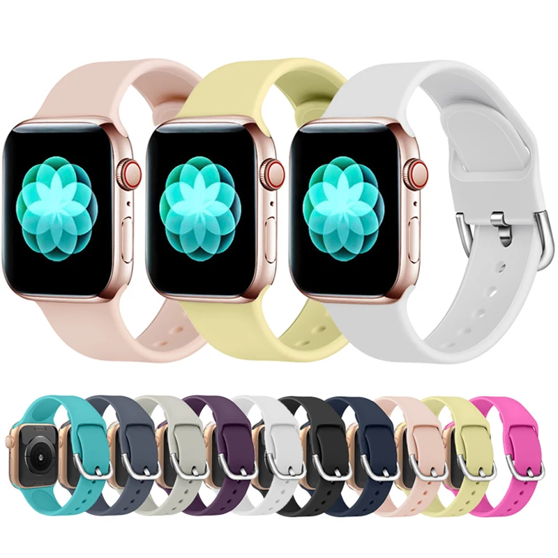 Ремешок для часов Apple Watch Series 6 5 4 3 2 резиновый спортивный силиконовый ремешок iwatch SE
