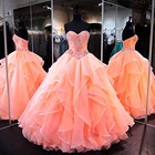 Женское бальное платье с кристаллами, дешевые Коралловые платья для девушек 15 лет, 2020