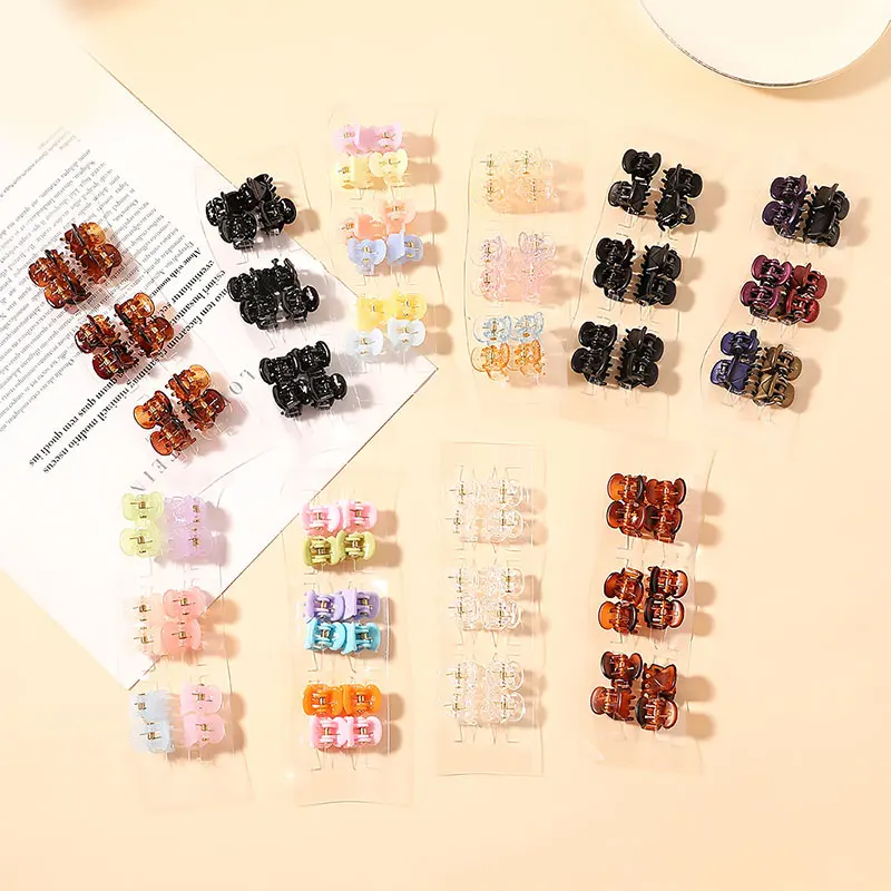 

6/12Pcs Small Hair Claw Clips Plastic Mini Hairpins Hair Crab Clamps Brown Transparent Barrettes Women Hair Styling Accessories