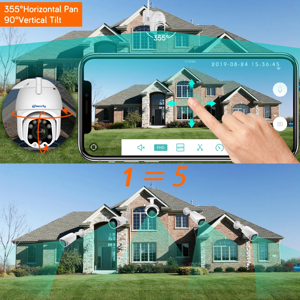 Купольная камера видеонаблюдения 1080p 5-кратный оптический зум Wi-Fi PTZ |