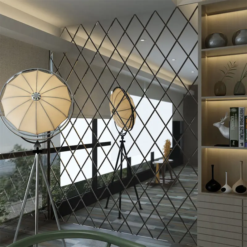 Зеркальная настенная 3D наклейка в форме алмазов зеркальная самоклеящаяся пленка