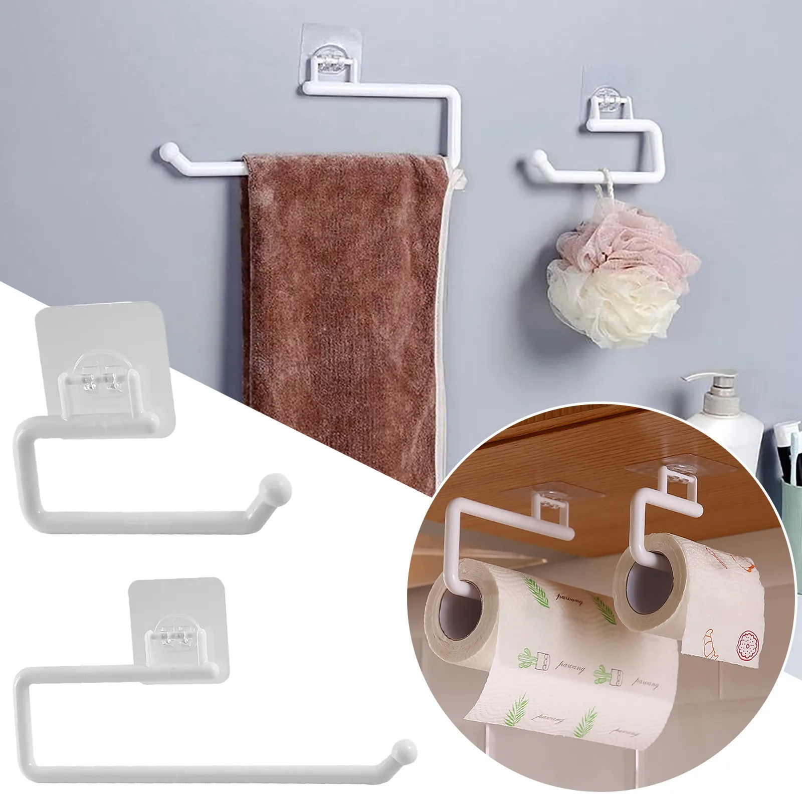 Bathroom Towel Rag Storage Rack Tissue Holder Hanging Kitchen Toilet Paper Shelves Perforation-free Non-marking Hanger | Дом и сад