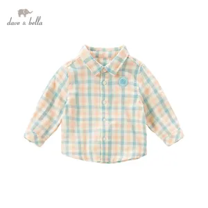 DBX16555 нижнее белье в стиле бренда dave bellaВесенняя модная одежда для маленьких мальчиков рубашки в клетку для детей ясельного возраста, топы детская одежда высокого качества