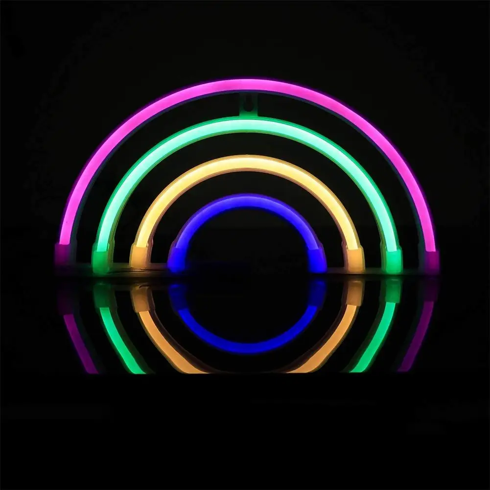 

Радужный светодиодный неоновый светильник, красочная неоновая вывеска, Usb Ночная лампа, украшение для рождества, дома вечерние ринки, свадь...