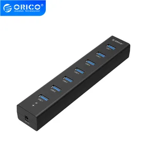 ORICO H7013-U3-AD 7-портовый концентратор USB 3,0 с адаптером питания 5В 2A высокоскоростной-черный