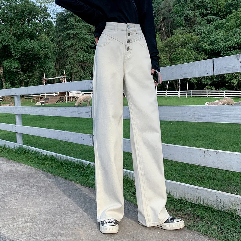 

Vintage Straight Jeans Woman Plus Size High Waist Button Mom Jeans Pants Washed Boyfriend Jeans Femme