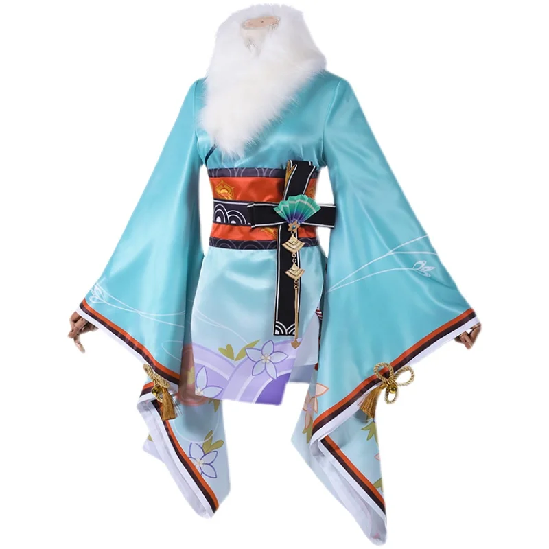

Anime! Genshin Impact Kamisato Ayaka Game Suit Gorgeous New Year Kimono Dress Uniform Cosplay Costume Halloween Party Outfit