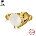 Кольцо ORSA JEWELS из серебра с натуральным лунным камнем 8x10 мм овальной формы, элегантное обручальное кольцо из драгоценного камня GMR06