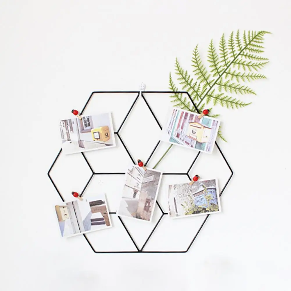 Скандинавские Ins шестиугольная сетка из кованого железа красная фото настенная