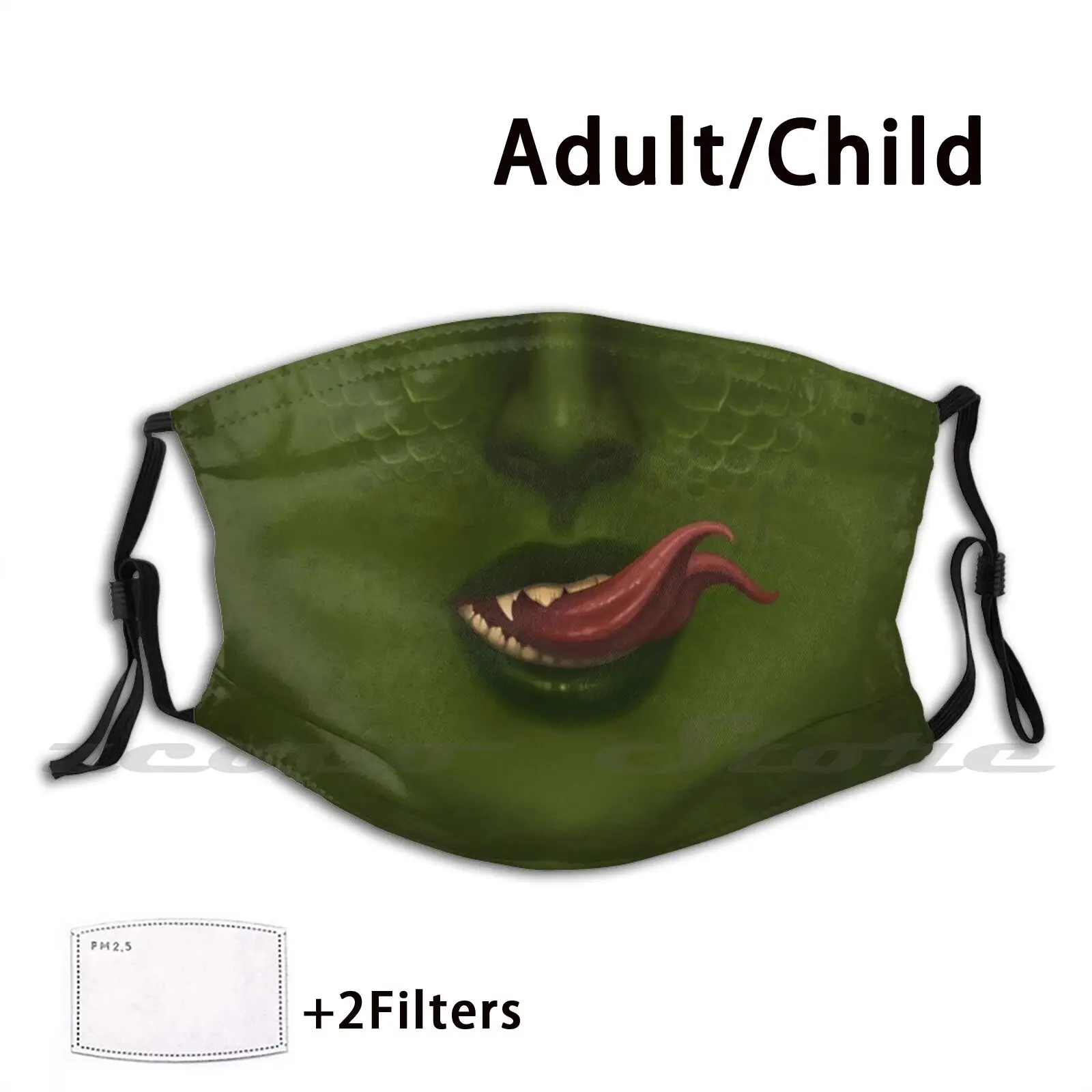 

Mask Cloth Reusable Print Filter Washable Gorgon Snake Scales Snake Tongue Monster