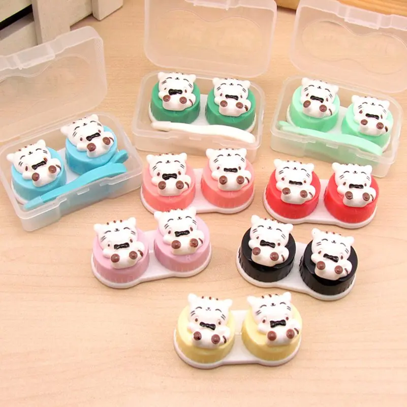 Держатель для контактных линз Cute Cat чехол разных цветов пинцет портативный