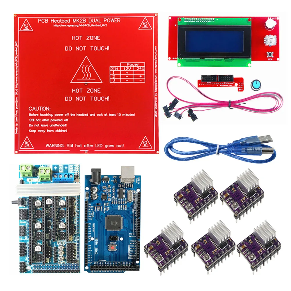 Комплект Ramps 1 4 с Mega 2560 r3 + плата контроллера 4/1 6 тепловой стол MK2B ЖК контроллер 2004