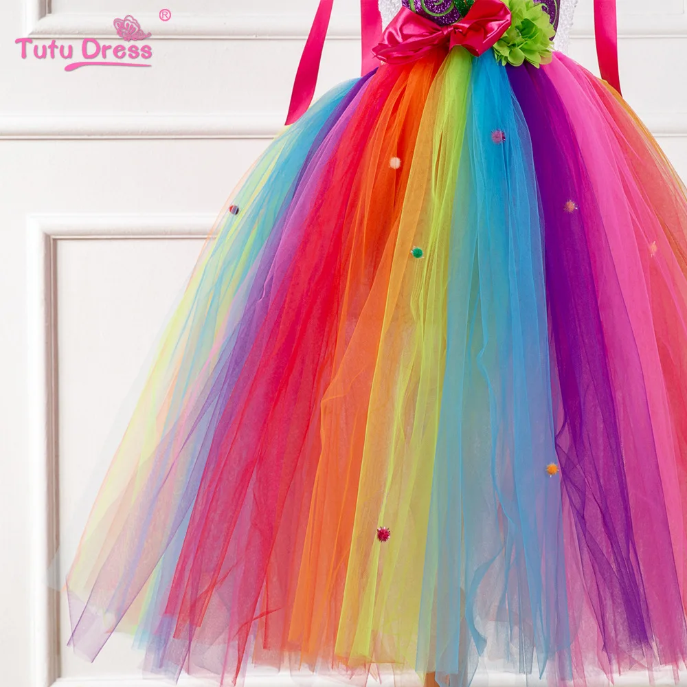 Яркое яркое платье-пачка для девочек с цветочным рисунком детское вязаное