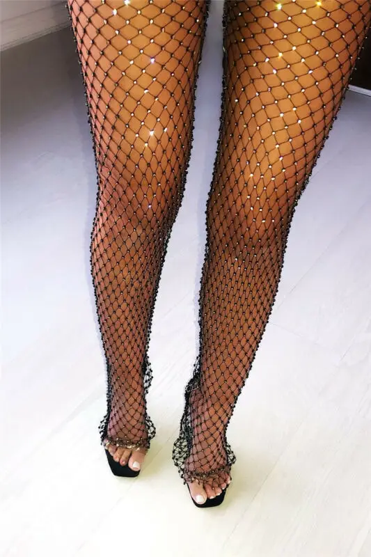 Womens Fishnet Diamond Shiny Elastic Beach Cover up See Through Long Trousers Sexy Cover-Ups | Женская одежда