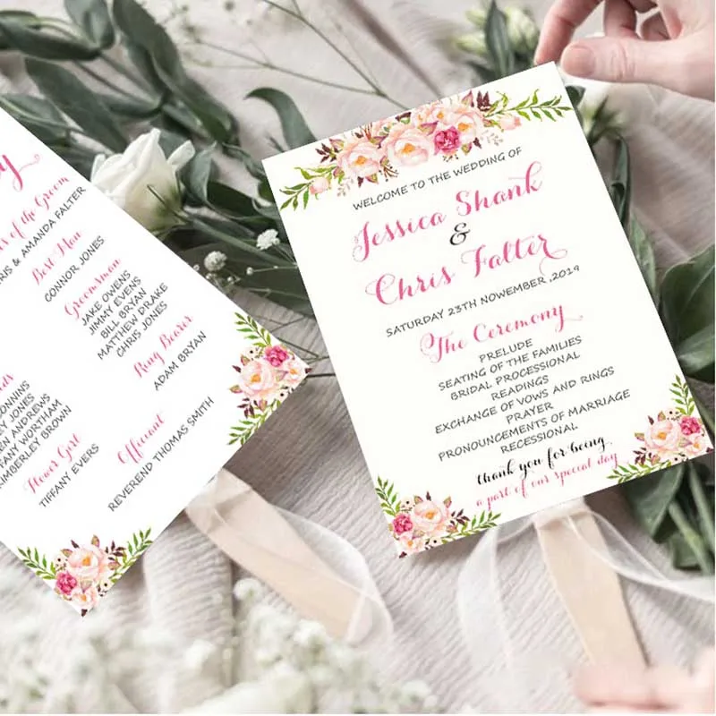 30 шт. Пользовательский логотип свадебный веер товары для помолвки на