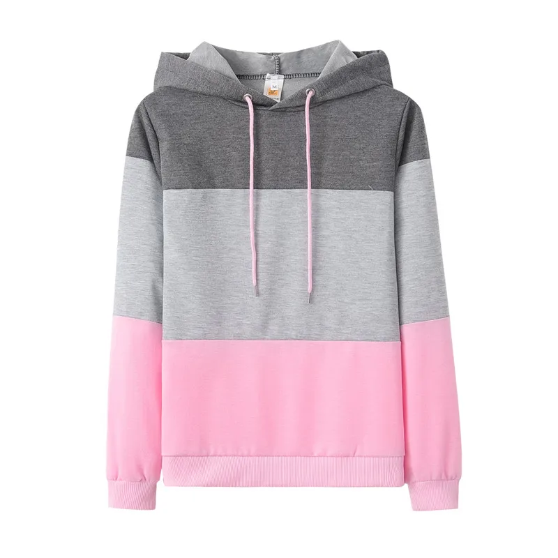 Color Matching Fashion Women Streetwear Hoodie Casual Simple Female Running  Sweetshirts Tops Hot Sale Loose Trend Pullovers New