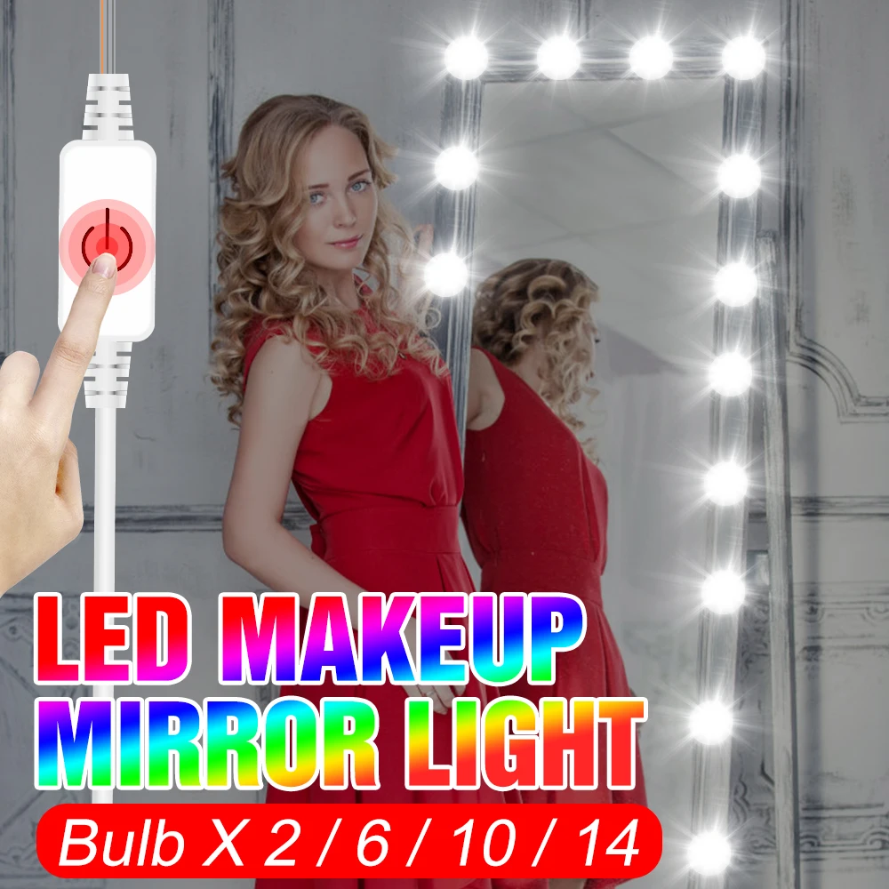 

Bedroom Makeup Mirror Lamp 12V LED Cosmetic Light USB Hollywood Vanity Bulbs 8W 12W 16W 20W Dressing Table Bulb Vanity Lighting