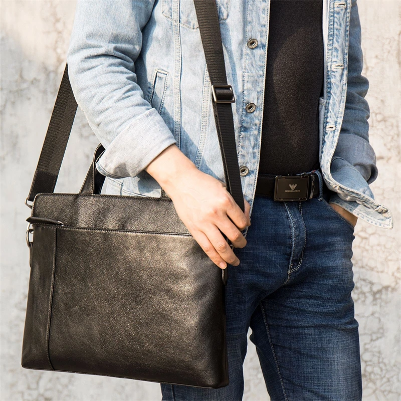 New Men's Genuine Leather Briefcase Male Business Laptop Handbags Designer Crossbody Shoulder Bag Cowhide Notebook Messenger Bag