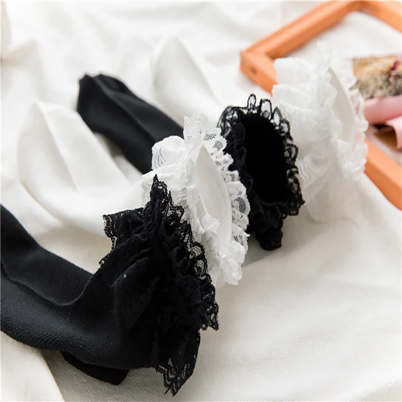 Fashion Socks Lolita Style Japanese Cute Girl Woman Fashion Lace Socking Sweet Retro Frilly Ruffle Cotton Princess Socks