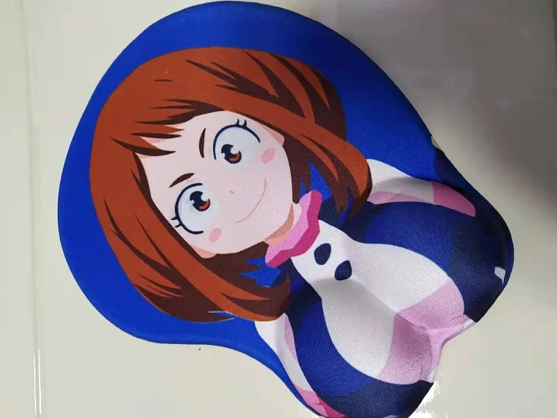 Популярный коврик для мыши OCHACO URARAKA силиконовый с 3D рисунком на груди и запястье