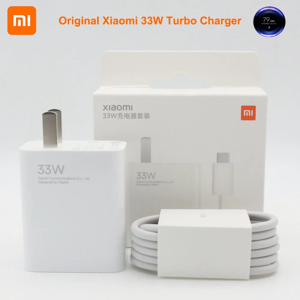 

Original US Xiaomi Wall Charger 33W Turbo QC 4.0 Fast Charge Adapter 3A Type C Cable For Mi 10 POCO X3 9 9T Pro Note 10 10X Lite