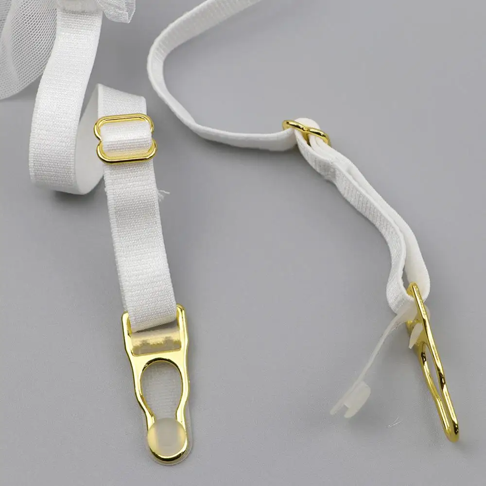 

Varsbaby sexy underwire bow ruffles 4pcs bras+panties+garters+stockings yarn S M L XL bra set for women