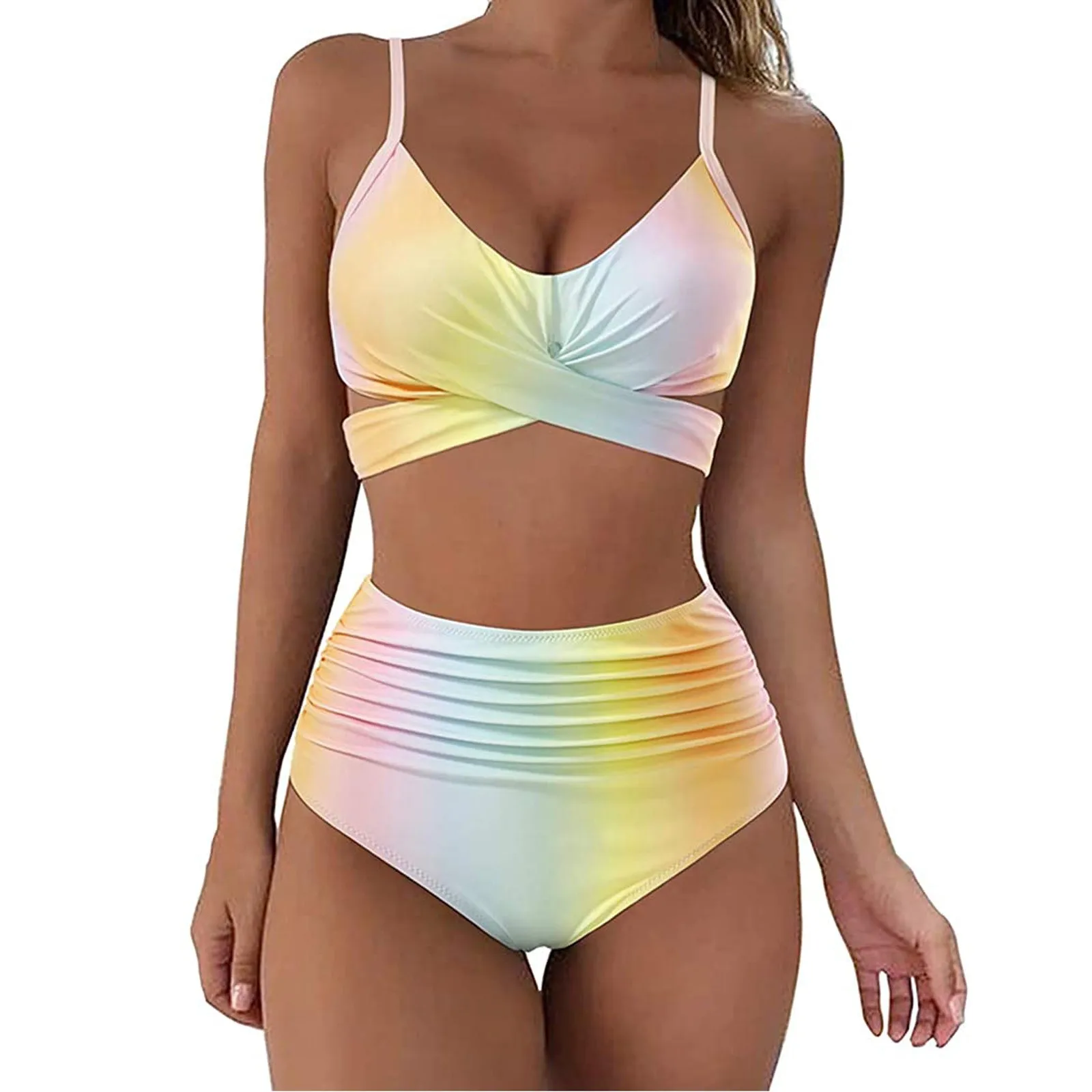 

Sexy Bikini Set Bandage Swimwear Women High Waist Bikinis 2021 Mujer Vintage Summer Bathing Suit Micro Bikini Push Up Swimsuit