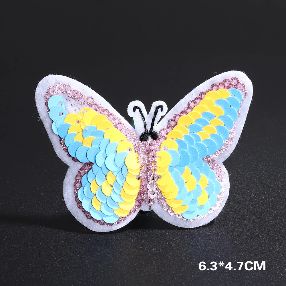 Блёстки из восьми цветов нашивки бабочки с джинсовой курткой и джинсами для