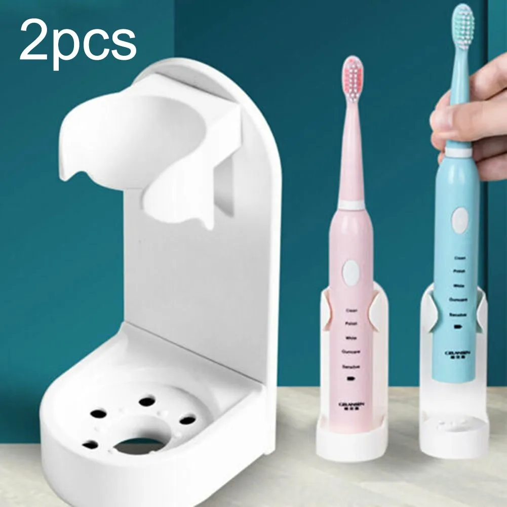 

2Pcs Electric Toothbrush Holder Wall Mount Hold Protect Toothbrush Handle Save Space Keep Dry Stop Mildew Toothbrush Holder