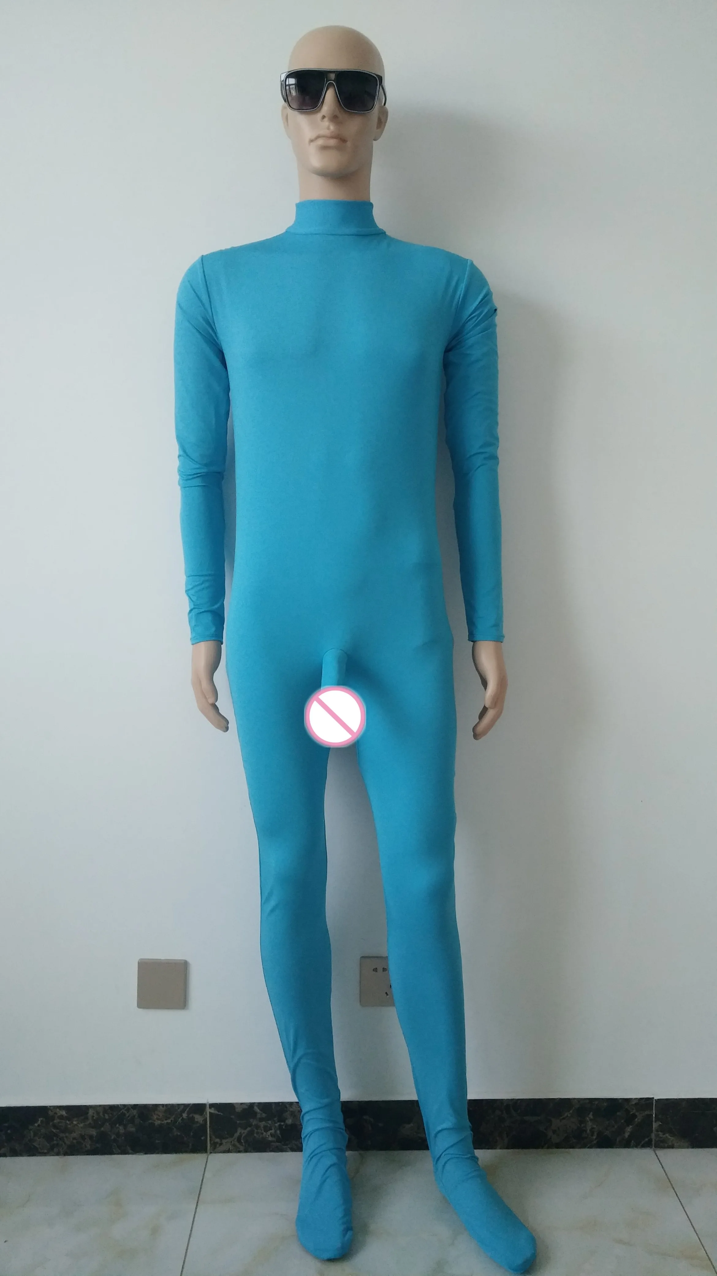 Озерно голубой Цвет спандекс комбенизон сексуальные мужские трусы на бедрах