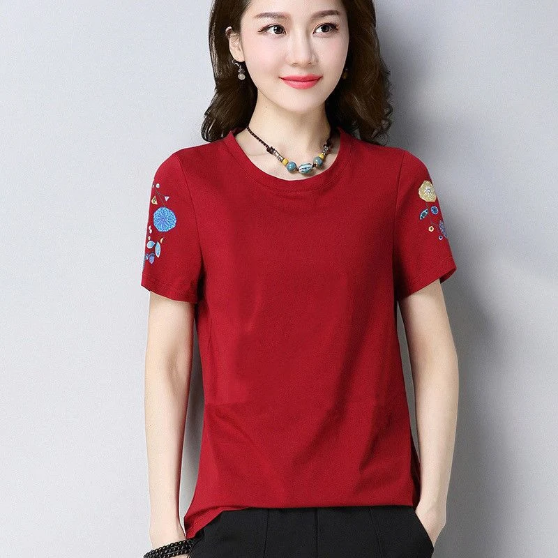 Футболка женская свободного покроя с коротким рукавом Топ средней длины