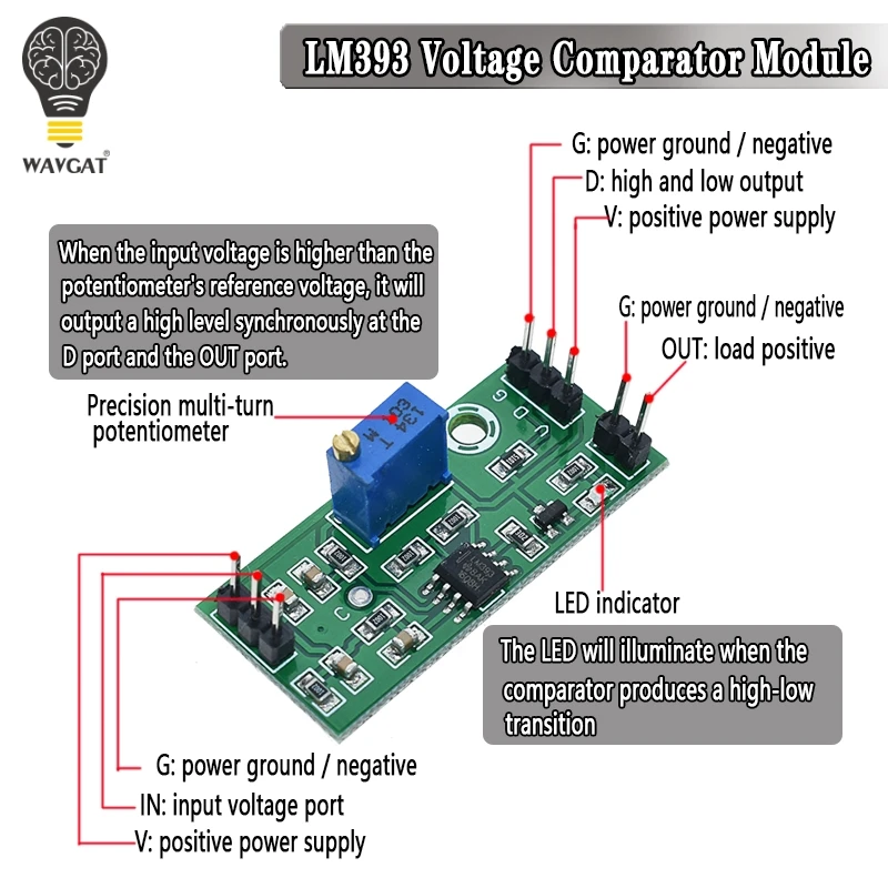 LM393 3 5 24V Модуль компаратора напряжения высокого уровня выход аналоговый