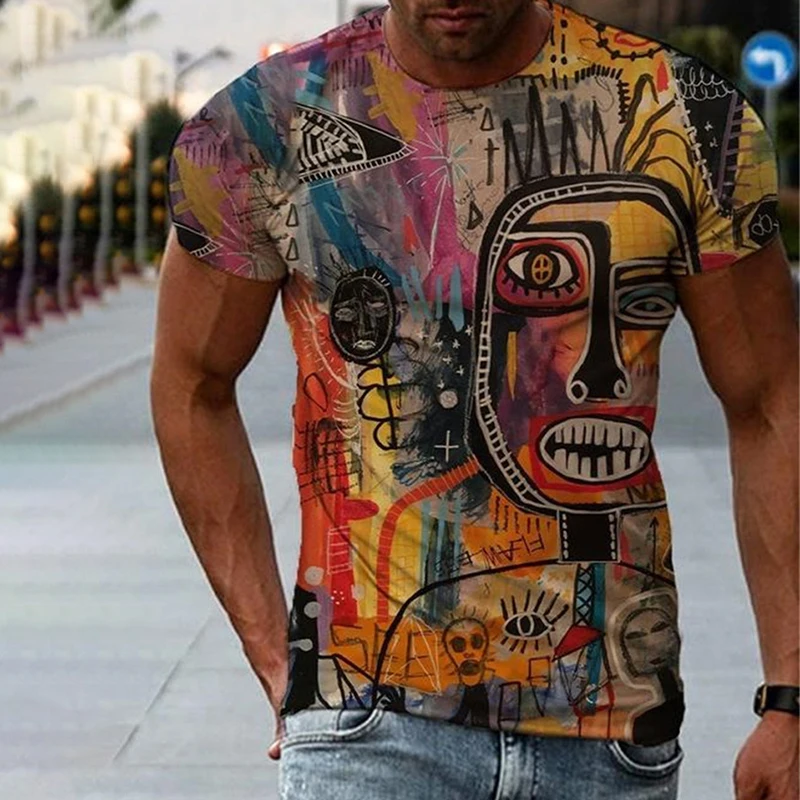 

Fashion poster graphic print T-shirt Summer new Art graffiti 3D short-sleeved tops Men's oversized casual tshirts
