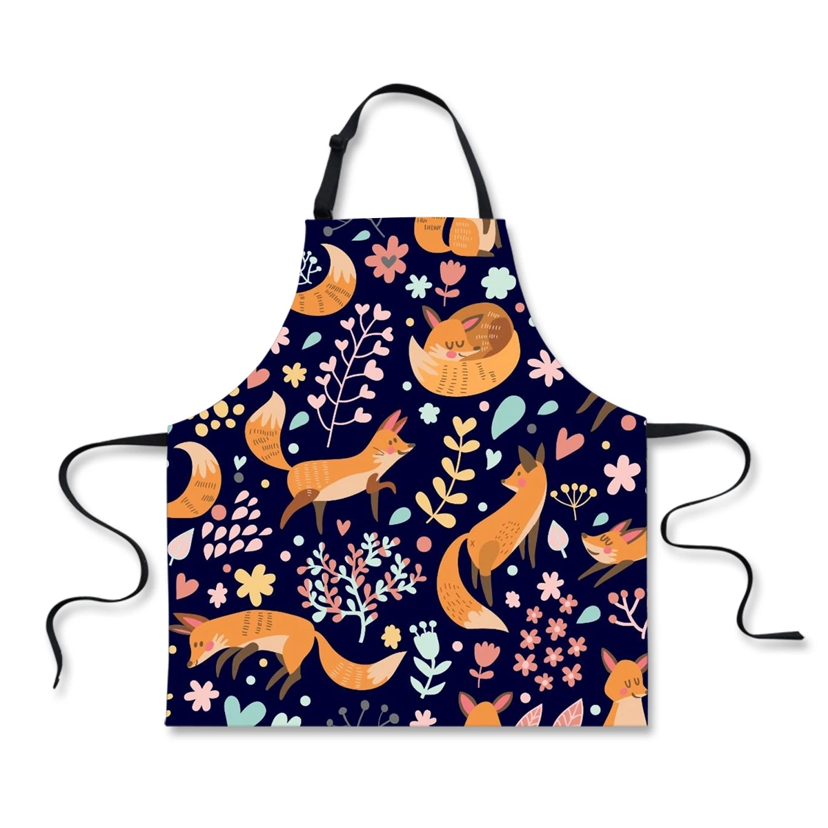 

Cooking Apron Cartoon Fox Printed Aprons Dinner Party Baking Apron Delantal Cocina For Woman Man BBQ Cartoon Aprons for Women