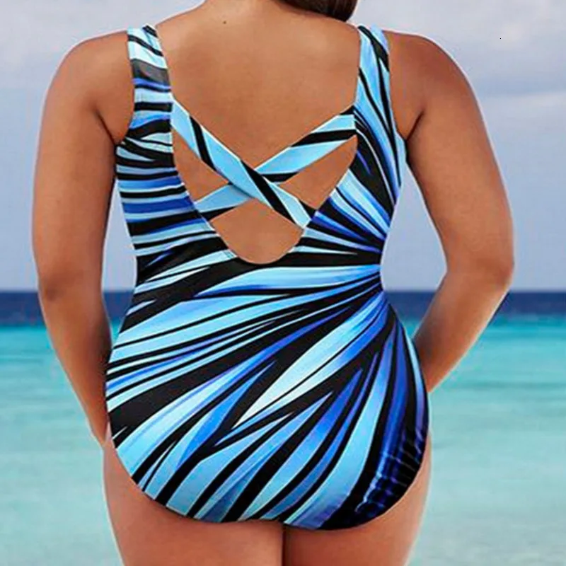 

Sexy Striped One Piece Large Swimsuits Body Closed Plus Size Swimwear Female Bathing Suit For Pool Beach Women's Swimming Suit