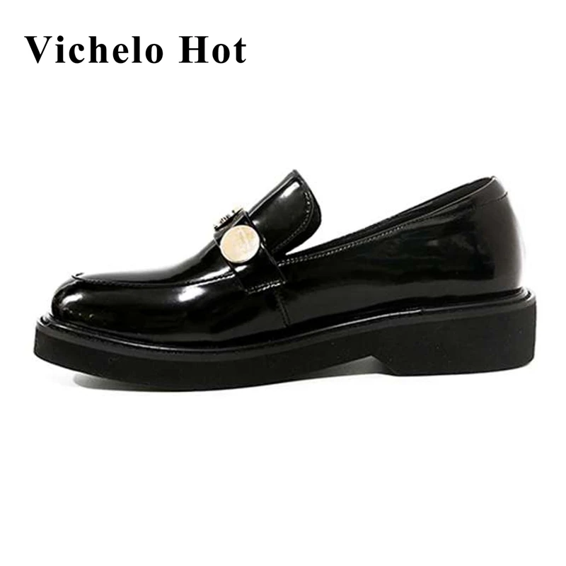 

Женские туфли-лодочки Vichelo, из спилка, с круглым носком, на среднем каблуке, дышащая уличная одежда для школьниц в британском стиле, L21, весна