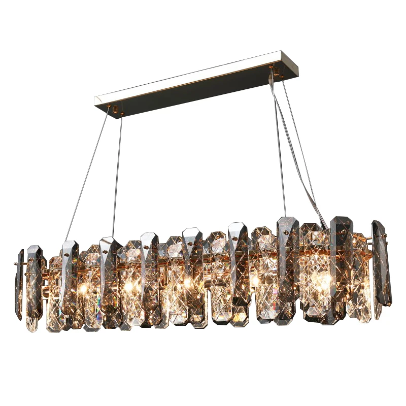 

LED Postmodern Smoky Grey Crystal Round Chandelier Lighting Lustre Hanging Lamps Suspension Luminaire Lampen For Foyer