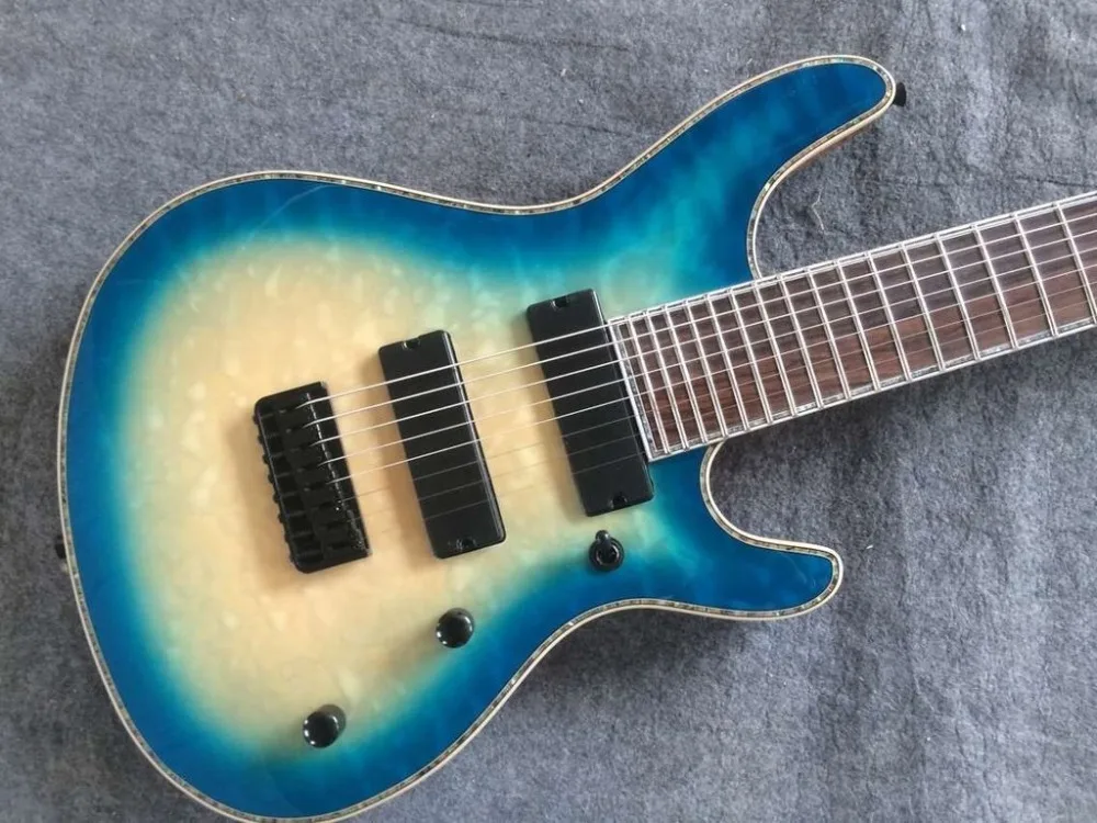 Новая+ фабрика+ 8 струн Mayones электрогитара 24 лада синяя покрытая кленом Топ Mayones 8 струнная гитара