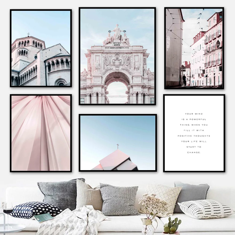

Paris Building Street View Church Quotes Wall Art Canvas Painting Nordic Posters And Prints Wall Pictures For Living Room Decor