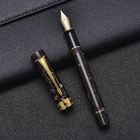 Перьевая ручка Jinhao 100A из смолы, ручка с чернилами из коричневого мрамора, зажим для стрелки, иридий FMизогнутое перо с конвертером для бизнеса, офиса, школы