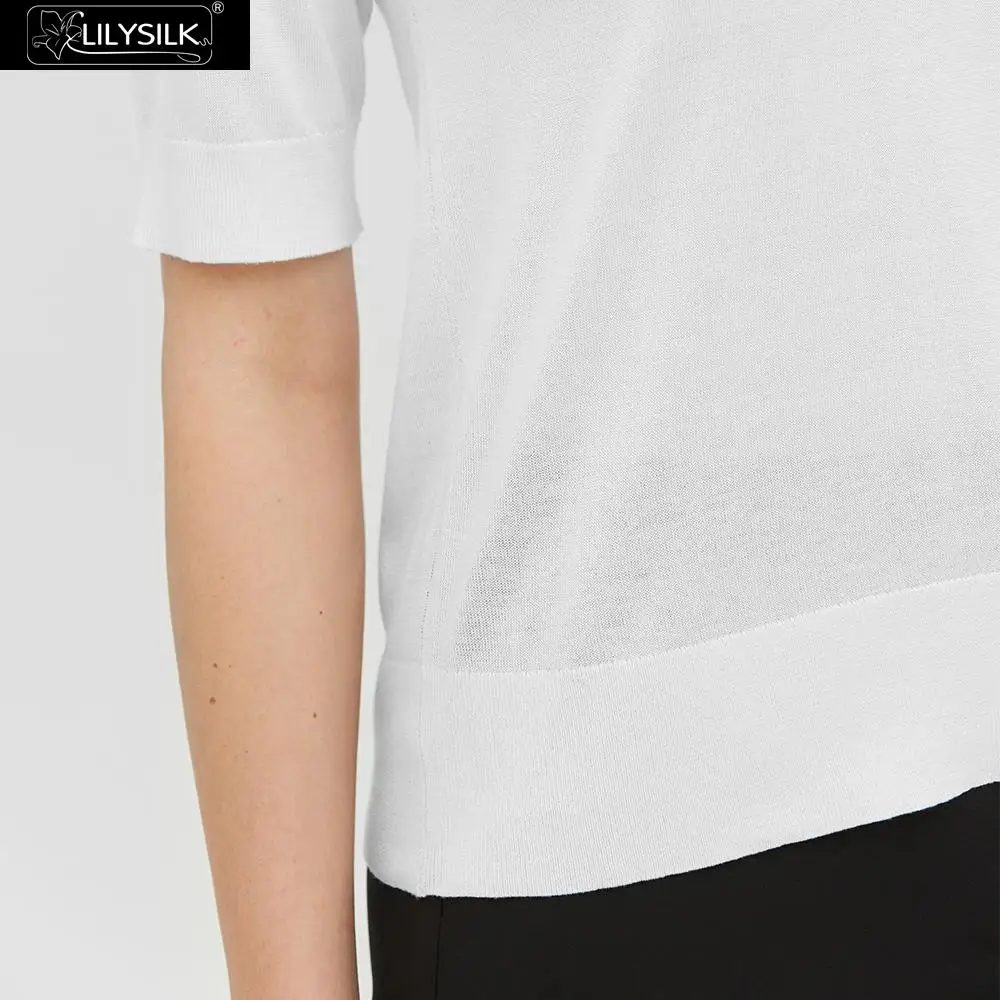LilySilk шелковая трикотажная рубашка поло женская элегантная Новинка Бесплатная