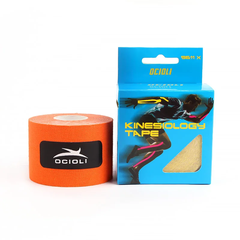 orange with box 1 рулон кинезиологической ленты рулон хлопок эластичный клейкая повязка для мышц деформация травм поддержка Наколенники Футбол Волейбол - Цвет: orange with box